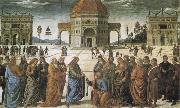 PERUGINO, Pietro Christ giving the Keys to St Peter oil painting on canvas